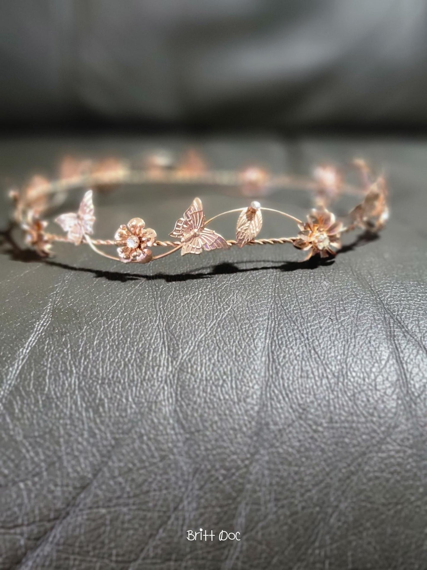 Rose Gold Butterfly Metal Crown