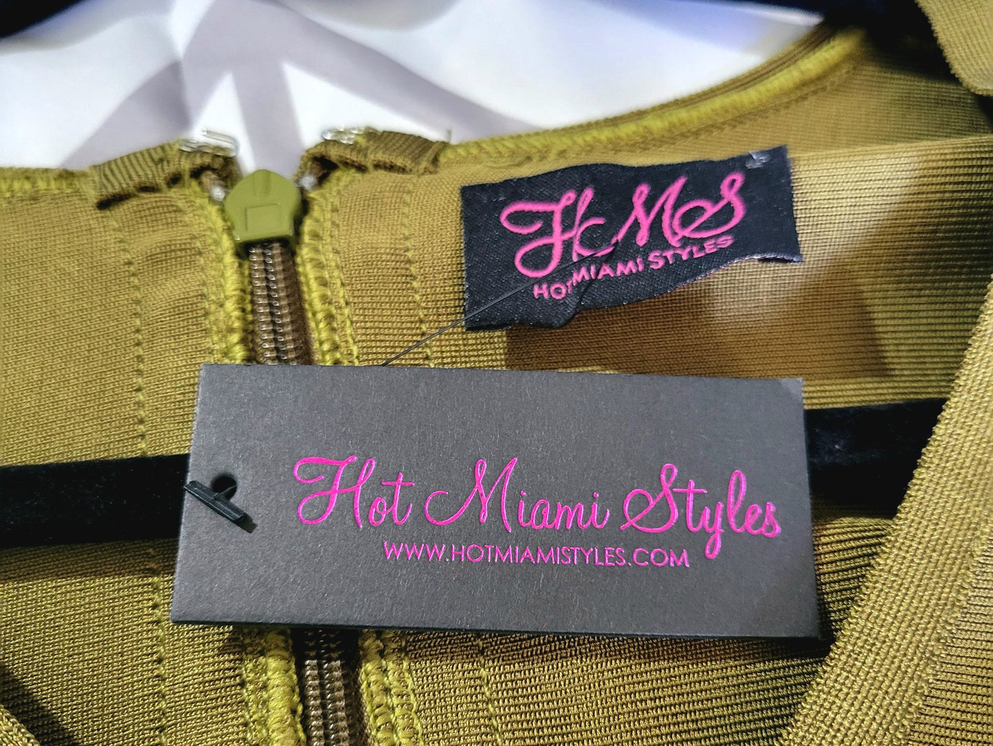 Hot Miami Style Olive Bandage Long Sleeve Bodycon V-Neck Midi Dress