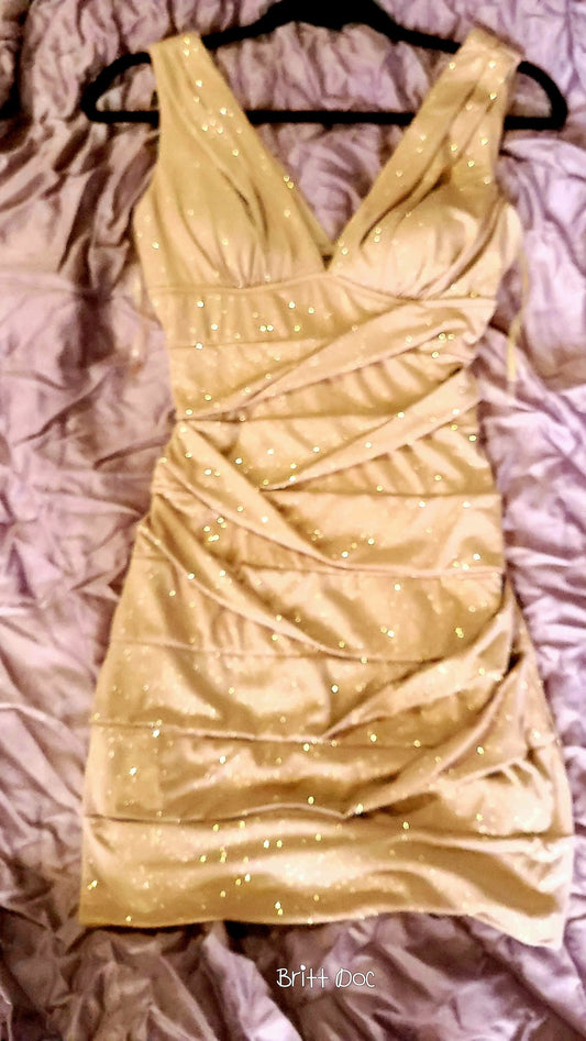 Sleeveless Nude Glitter Bodycon Mini Dress
