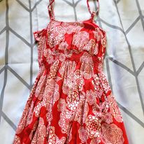 Red & White Mandala Floral Spring/Summer Dress by Elle