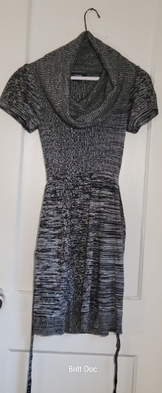 Short Sleeve Cowl Neck Sweater Dress