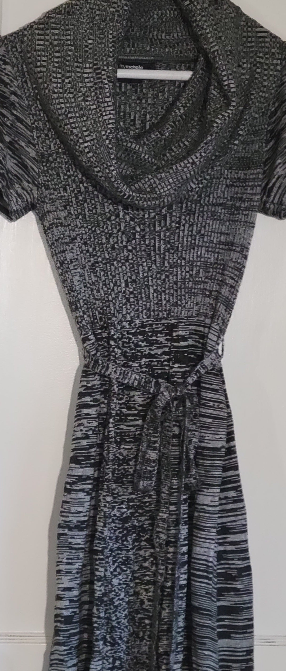 Short Sleeve Cowl Neck Sweater Dress