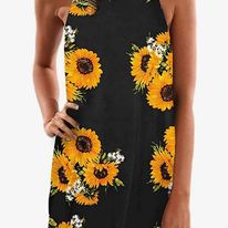Halter Sleeveless Sunflower Dress
