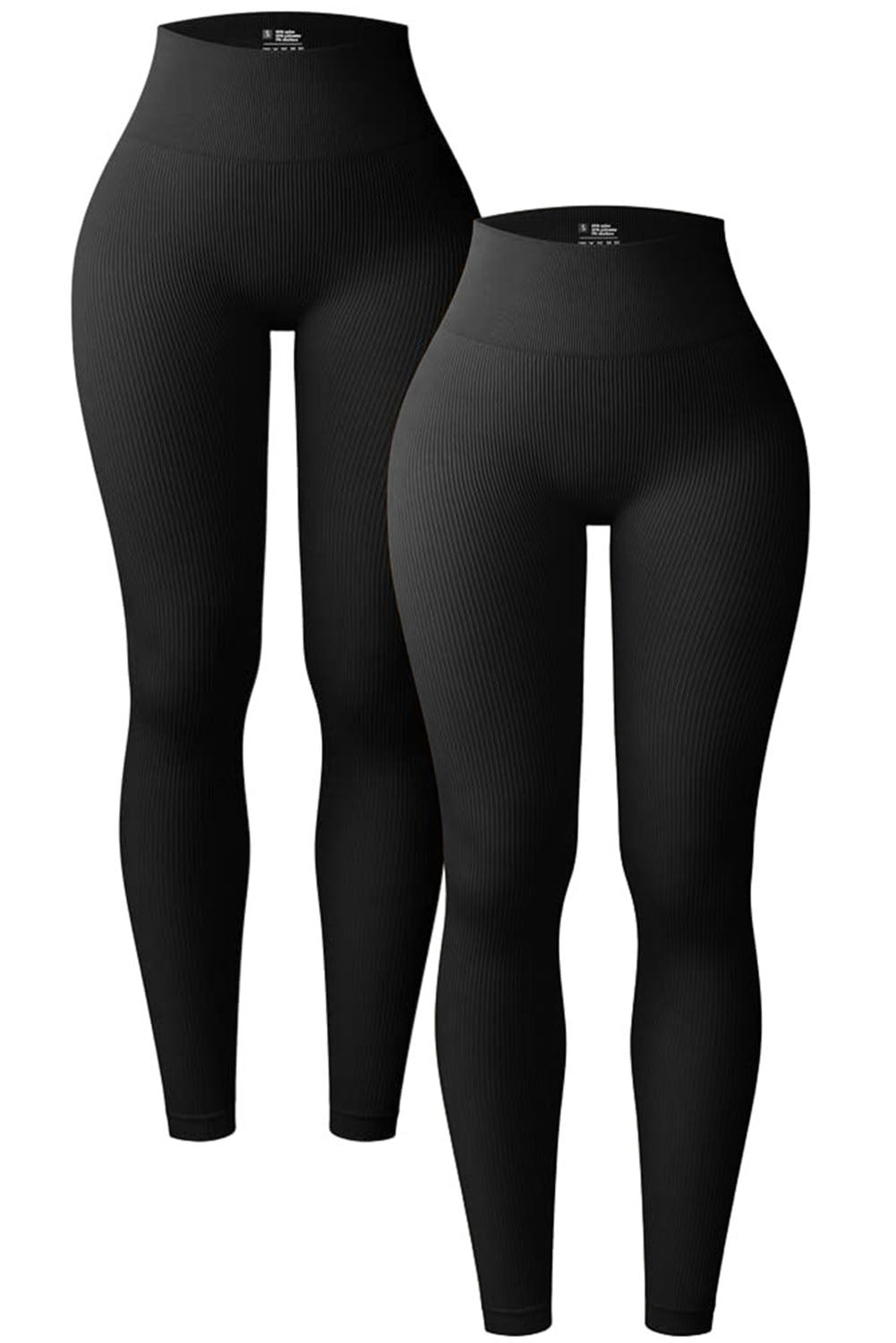 Black Ribbed Butt-lift High Waist Yoga Pants