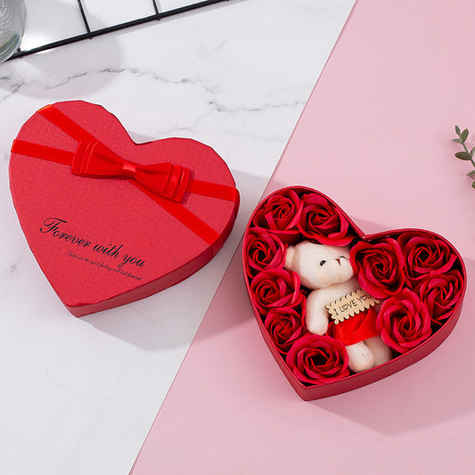 Heart-shaped rose soap flower gift box Tanabata Valentine's Day Teachers' Day send friends send lovers send teachers
