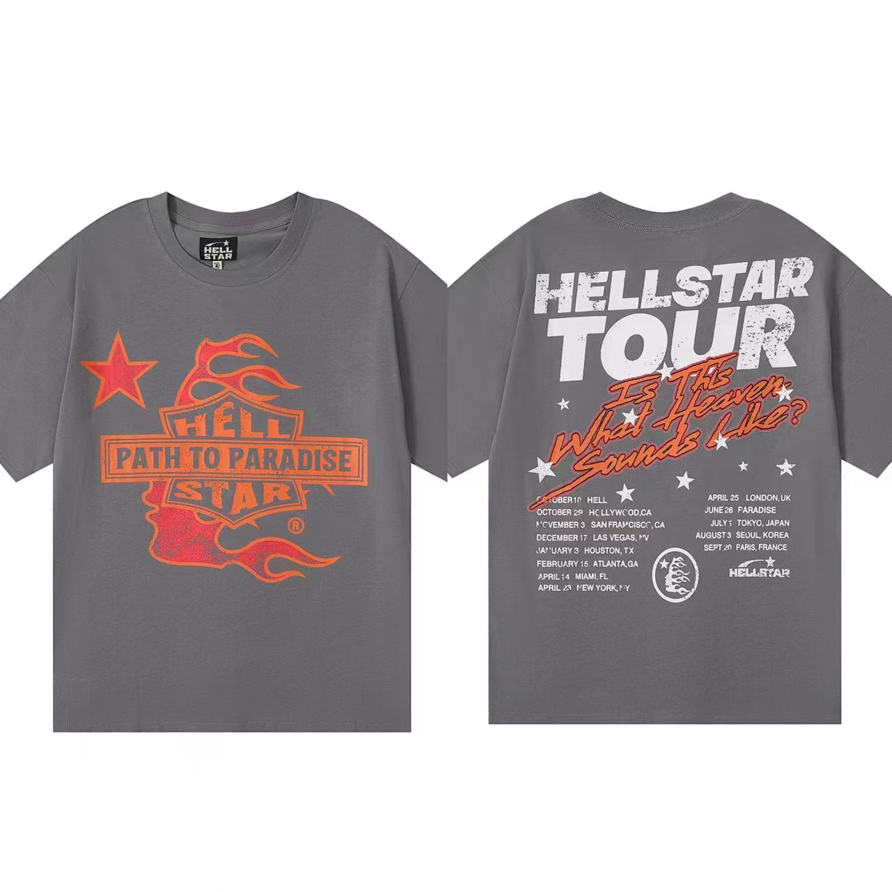 Hellstar American hip hop trend brand retro Do old brand letter print men's and women's casual loose short sleeve T-shirt Summer