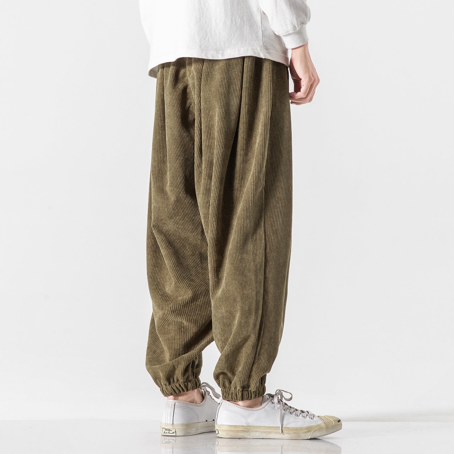 Autumn and winter new men's loose large size corduroy Haren casual pants men's Chinese style solid color bloomers