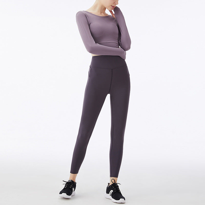 Autumn and winter new fitness yoga wear women quick dry naked high elastic sportswear breathable long sleeve yoga suit