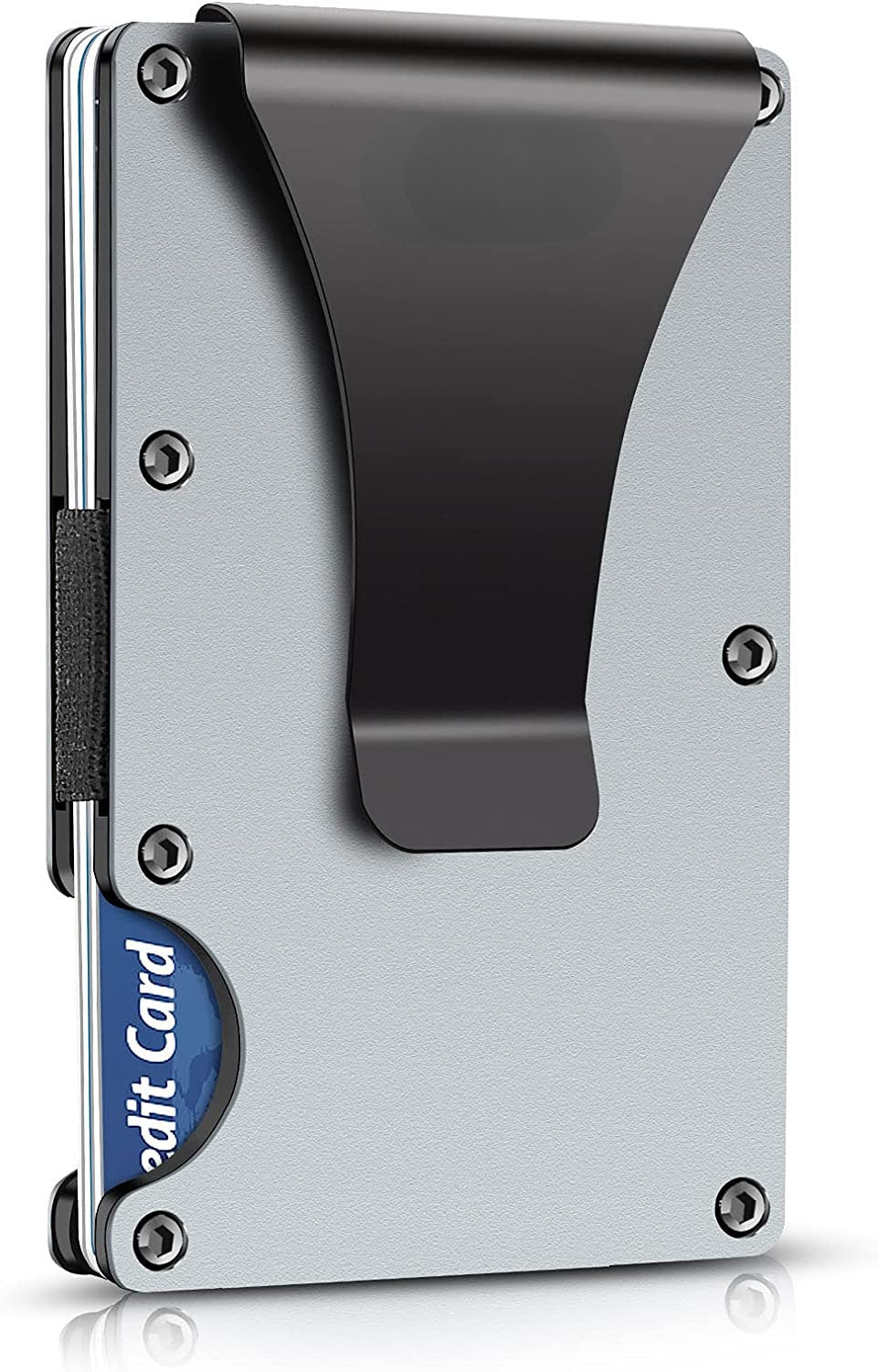 Minimalist Wallet for Men; ARW Metal Money Clip Wallet; RFID Blocking Aluminum Slim Cash Credit Card Holder