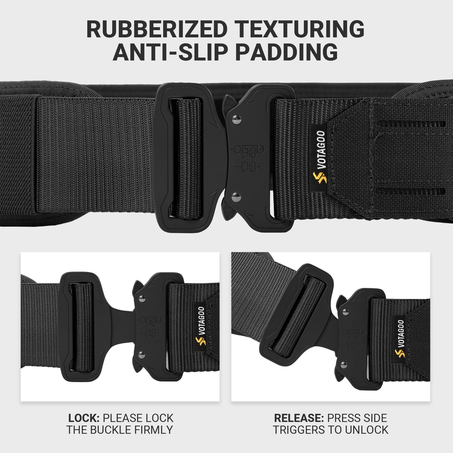 VOTAGOO Tactical Belt-MOLLE Battle Belt, with Quick Release Buckle and Anti-Slip Pad Inner Belt,Law Enforcement Duty Gun Belt