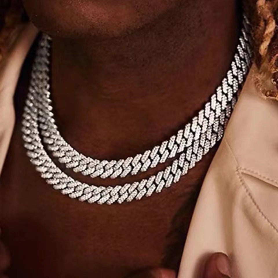 Hip Hop Cuban Link Chain Box Tongue Safety Necklace For Women Men Bling Iced Out Miami Cuban Choker Necklaces Jewelry Gift