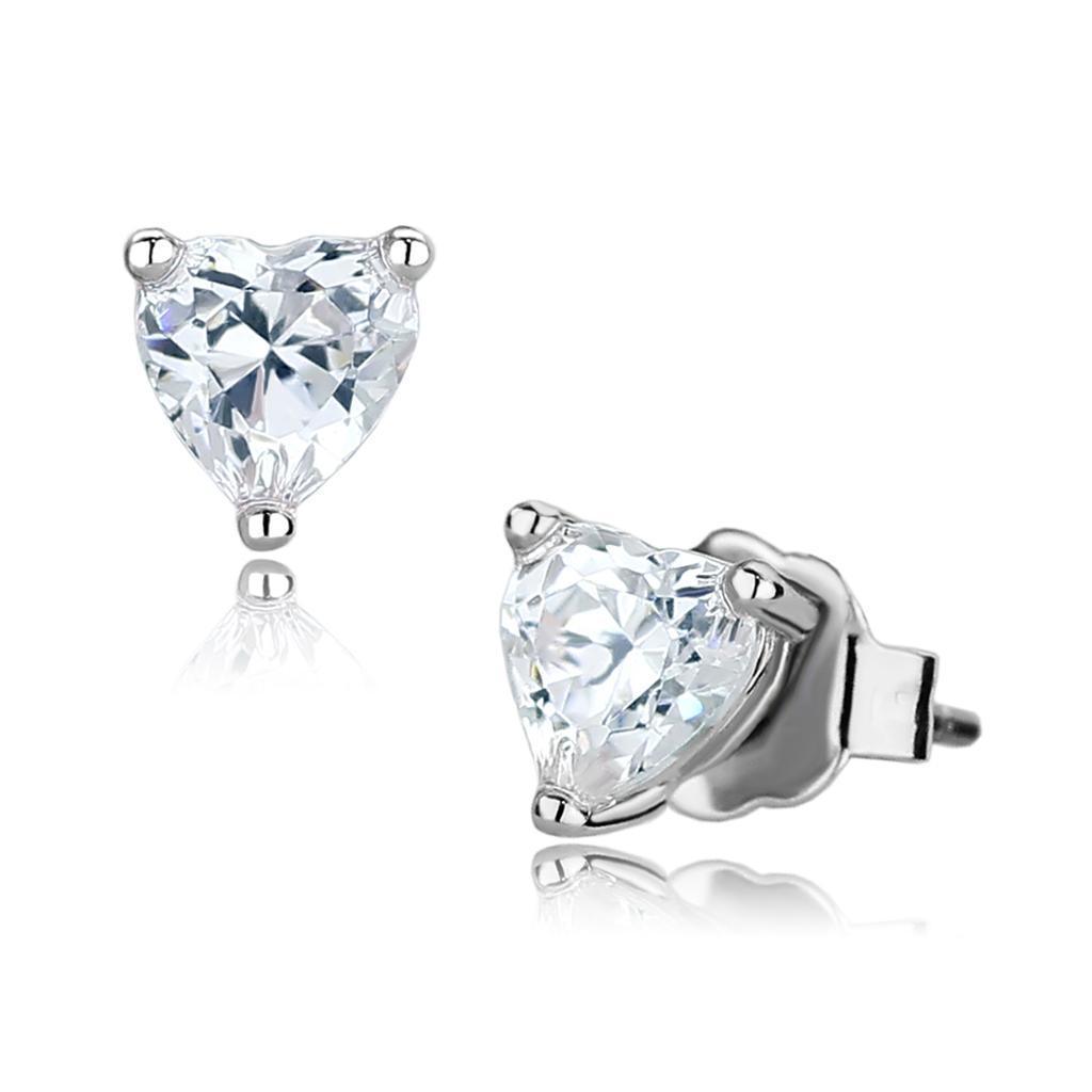 LO4170 - Rhodium Brass Earrings with AAA Grade CZ in Clear