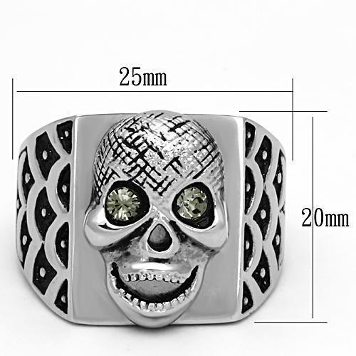 TK1056 - High polished (no plating) Stainless Steel Ring with Top Grade Crystal in Black Diamond