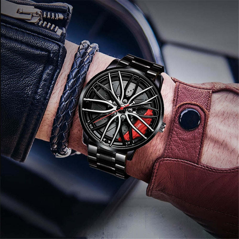 Men's Luxury Watches Sports Car Watches 3D Sport Rim Hub Wheel Wristwatch Car Quartz Men Watches Creative Relogio Masculino