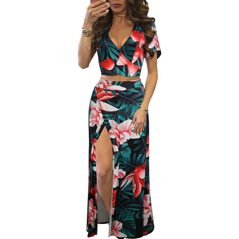 Copy Classic Print Floral Crop Top and Skirt Set