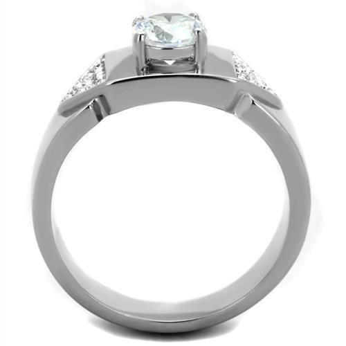 TK1817 High polished (no plating) Stainless Steel Ring with AAA Grade CZ in Clear