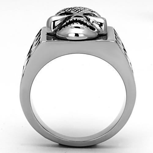 TK1056 - High polished (no plating) Stainless Steel Ring with Top Grade Crystal in Black Diamond