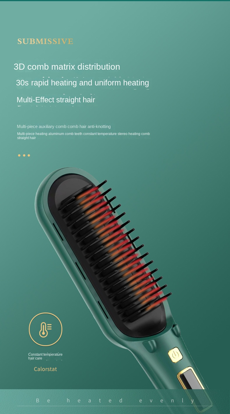 Hair Straightener Brush, Ring Hair Straightener Comb Straightening Brush for Women with 5 Temps 20s Fast Heating & Dual Voltage