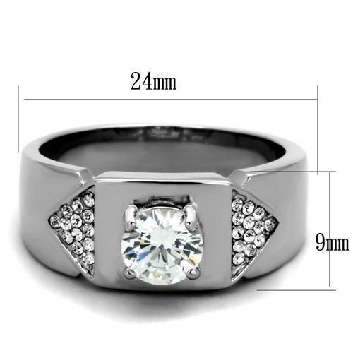 TK1817 High polished (no plating) Stainless Steel Ring with AAA Grade CZ in Clear