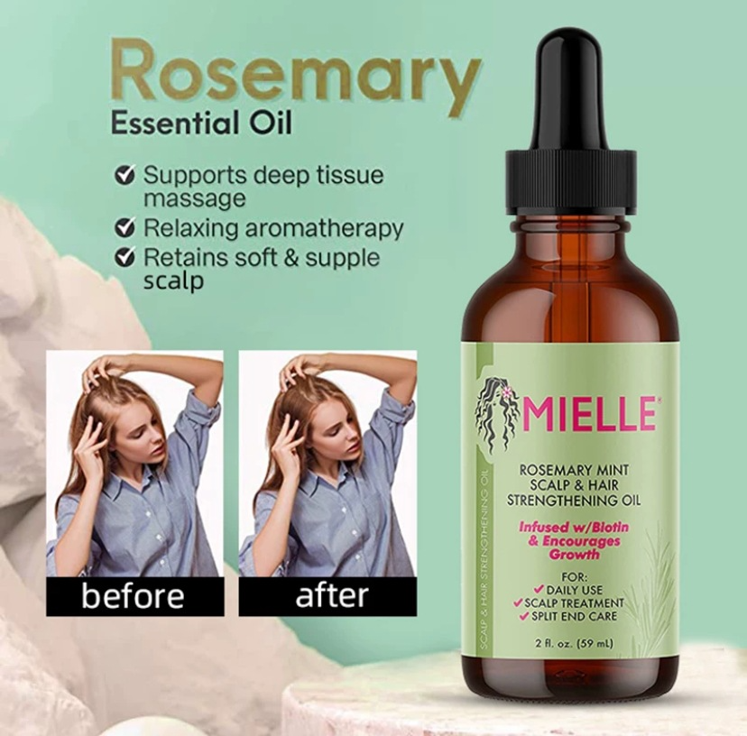 Rosemary Oil for Hair Growth Organic , Rosemary Mint Scalp & Hair Strengthening Oil with Biotin & Essential Oils,for Improves Blood Circulation,Dry Scalp Treatment,Reduce Hair Loss