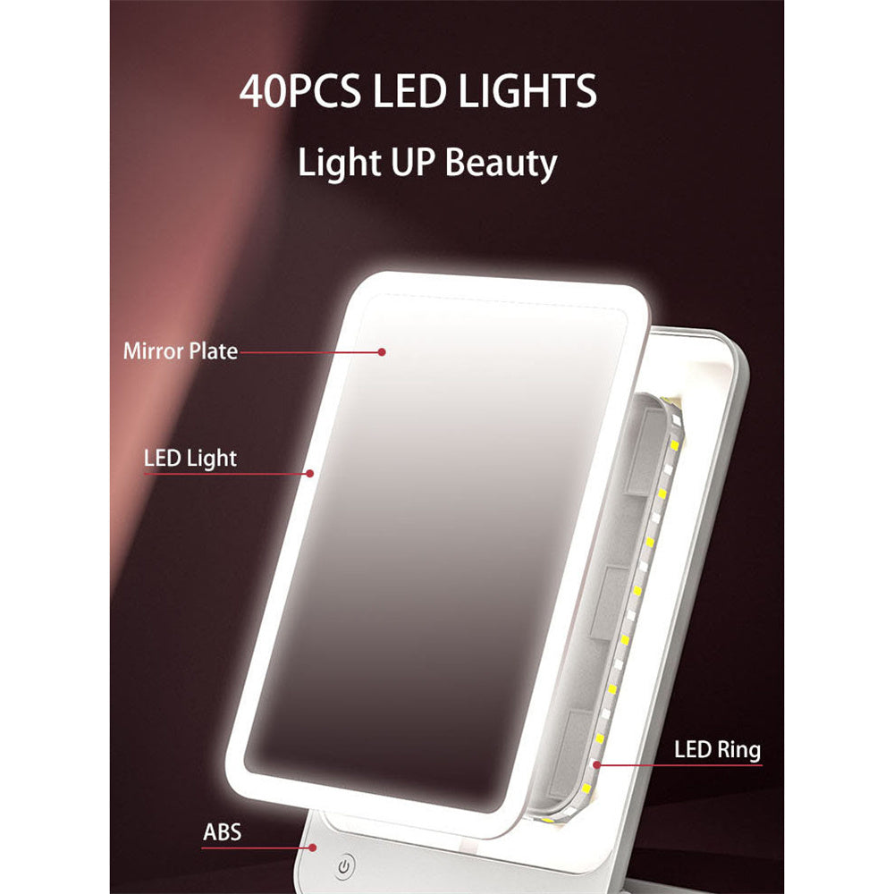 Makeup Mirror LED Light Mirror 3 Brightness Level Soft Light Rechargeable Mirror