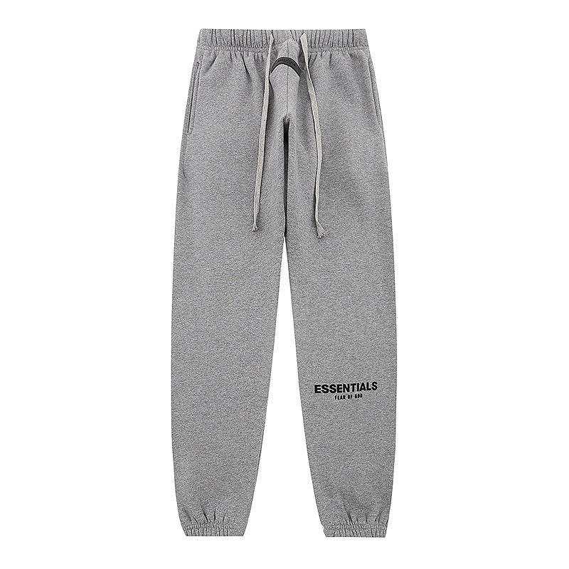 FOG Double Thread ESSENTIALS letter flocking casual pants men's and women's high street track pants